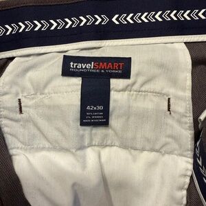 Roundtree & Yorke TravelSmart Dress Pants Men’s 42x30 Brown Stretch Comfort